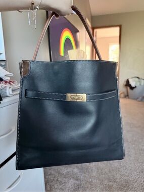 Tory Burch Lee Radziwill Double Bag Black Leather/ Brown Suede (discontinued!)